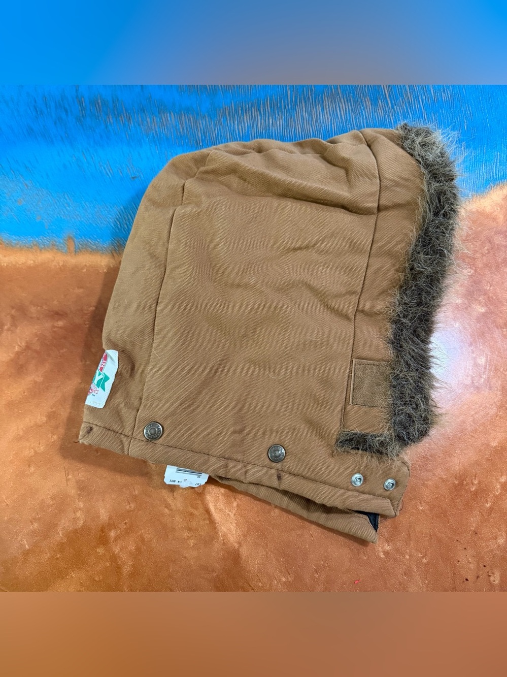 Vtg Deadstock KEY canvas Insulated Hood New snap on faux fur trim